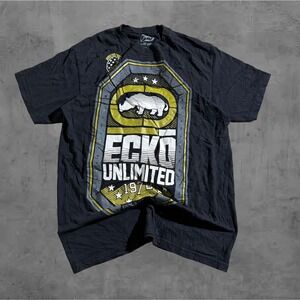 Vintage Y2k Ecko Unlimited Mens Graphic T Shirt Archive Rhino Logo Black Size M
